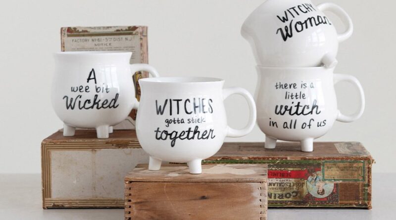cauldron mugs set of 4, fall mugs, witch mugs